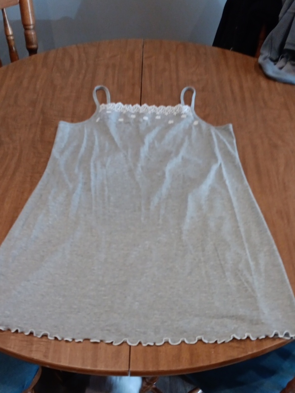 Avon Light Gray Lace-Trim Camisole Nightgown